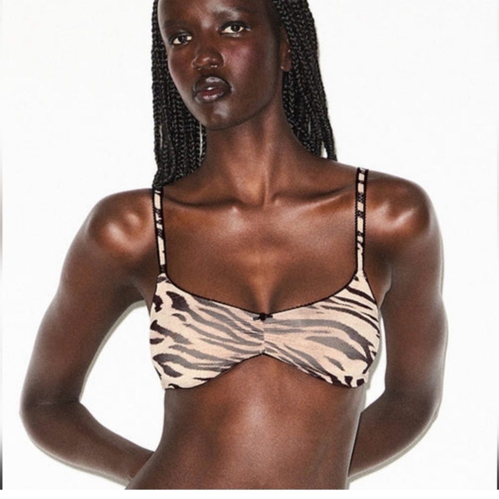 SKIMS Zebra Print Bralette - Black and Tan